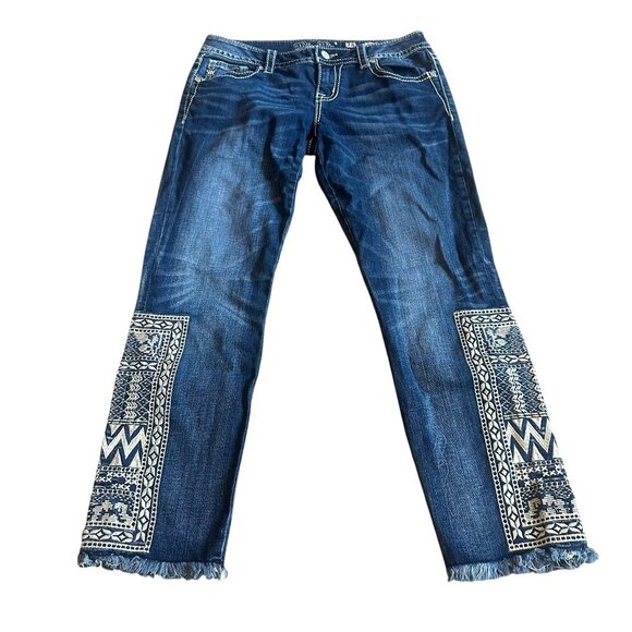Miss Me Signature Ankle Skinny Jeans Cropped Capri Embroidery Size 28 Women's - Picture 1 of 11